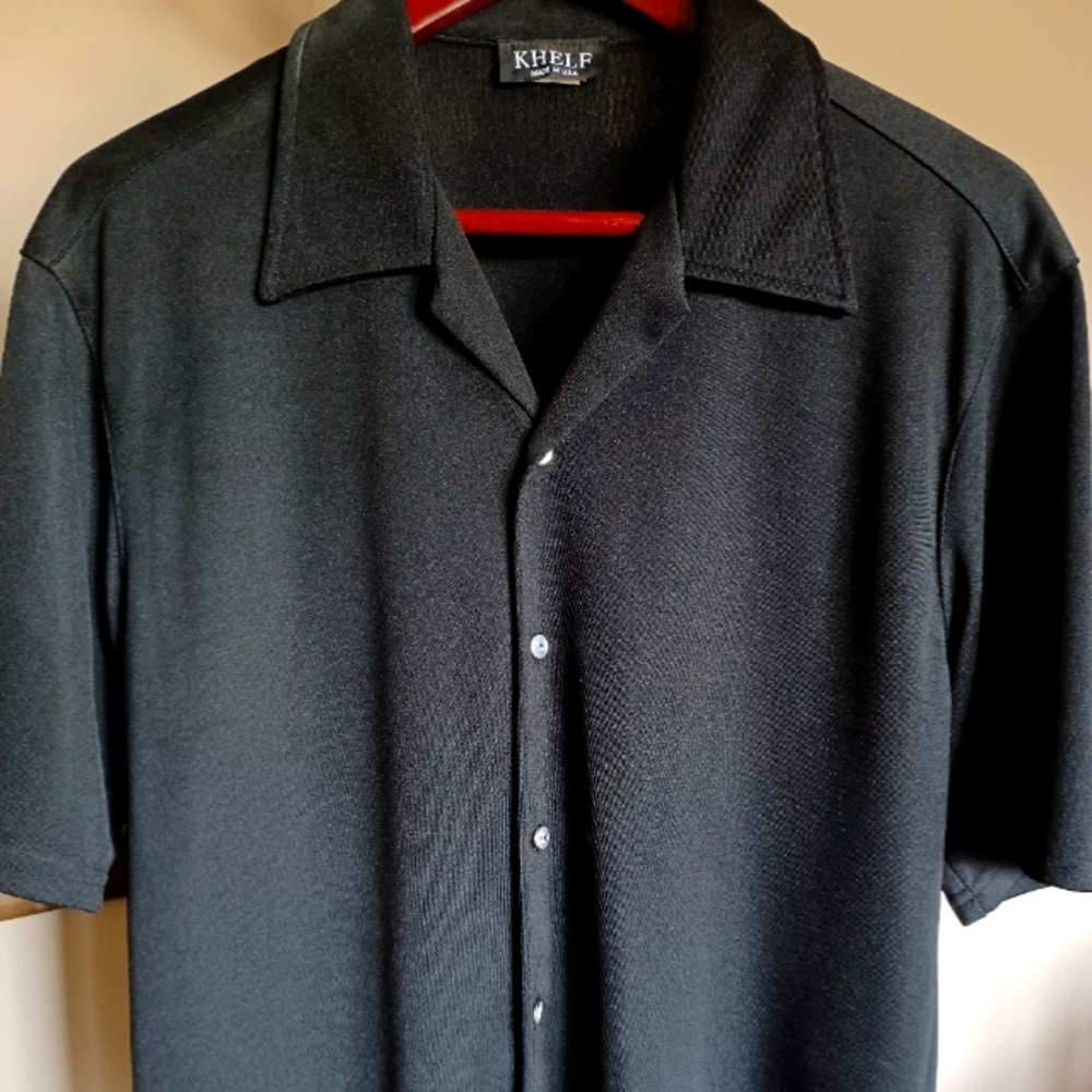 Khelf | Men's Black Short-sleeved Button Down Shirt